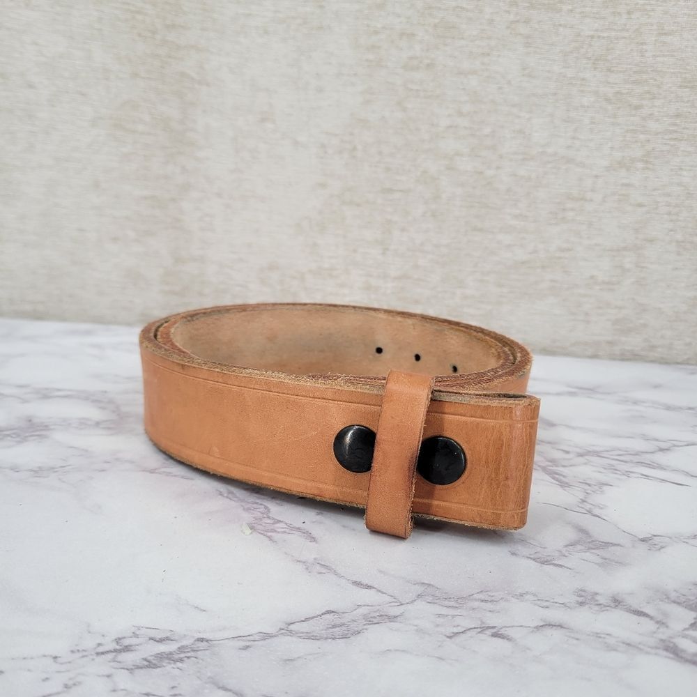 Thick Leather Belt Strap in Tan